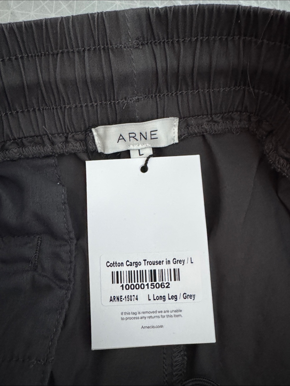 ARNE Grey Cotton Cargo Trousers - L